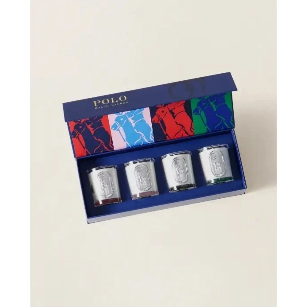 Polo Ralph Lauren Home 4 Pony Logo Candle Set with Signature Gift Box New